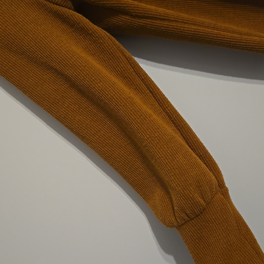 Madewell Mustard / Amber Square Neck Puff Sleeve Ribbed Sweater, Size Medium - Picture 2 of 6